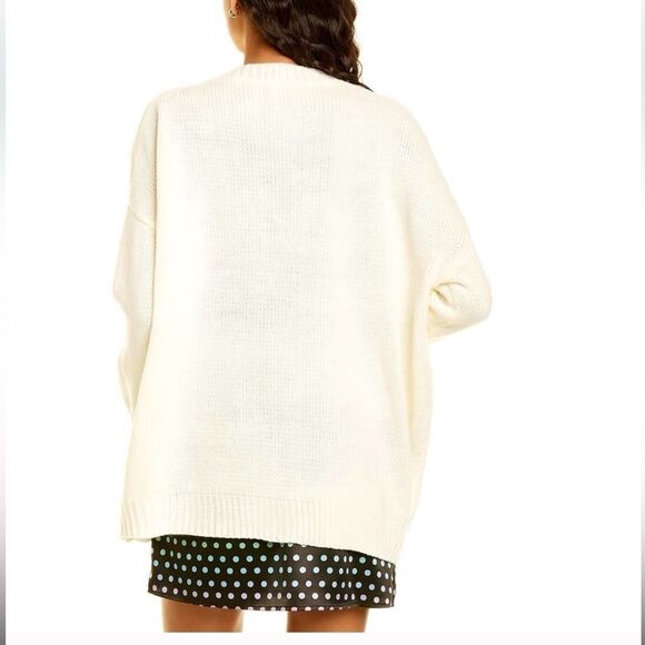 OLIVIA RUBIN Cecily Cream Knit Rhinestone Heart Buttons Cardigan Sweater - Picture 3 of 6